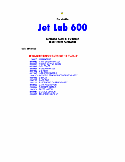 OLIVETTI OLIVETTI Jet Lab 600 SERVICE MANUAL  FOR EVERY ONE